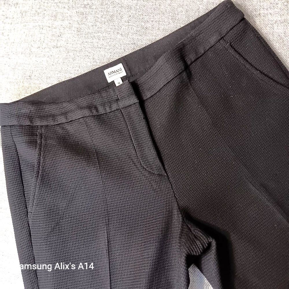 ARMANI COLLEZIONI ITALY Women Black Wide Leg Virgi/Wool Dress Pants Trousers 10